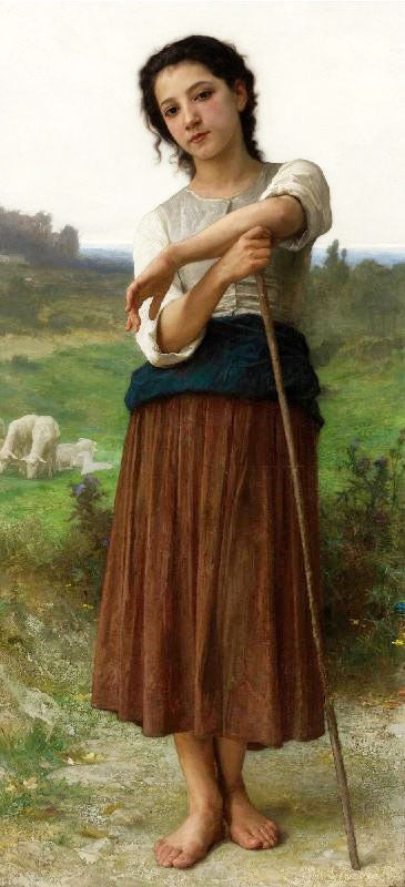 Young Shepherdess Standing by William Bouguereau