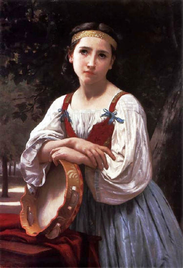 Basque Gypsy Girl With A Tambourine, Large Version by William Bouguereau