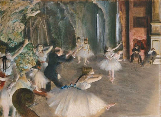 The Rehearsal Of The Ballet On Stage by Edgar Degas