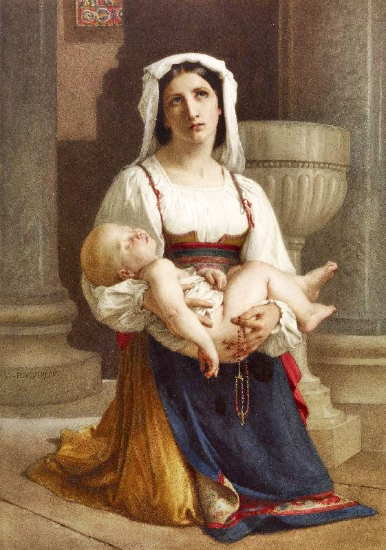 Italian Peasant Kneeling With Child by William Bouguereau