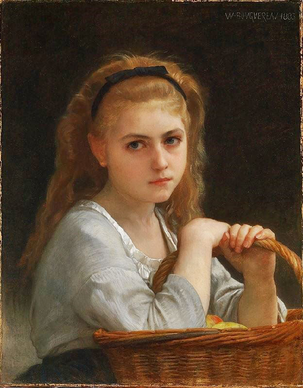 Young Girl With A Basket Of Fruit by William Bouguereau