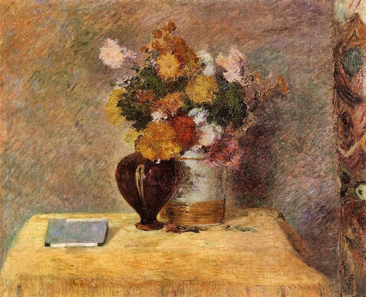 Flowers And Japanese Book by Paul Gauguin