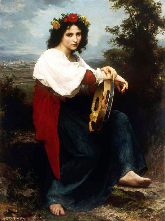 Italian Girl With A Basque Drum by William Bouguereau