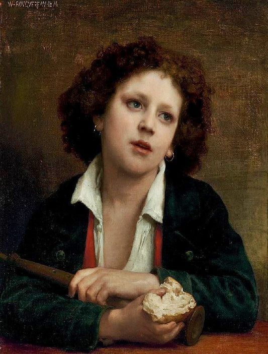 Italian Child Holding A Crust Of Bread by William Bouguereau