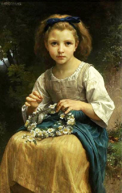 Child Braiding A Crown by William Bouguereau