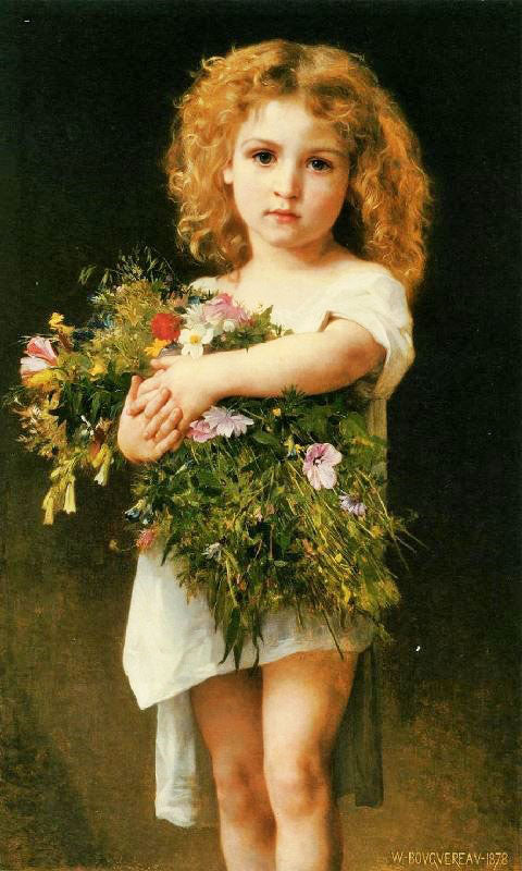 Little Girl Holding Flowers by William Bouguereau