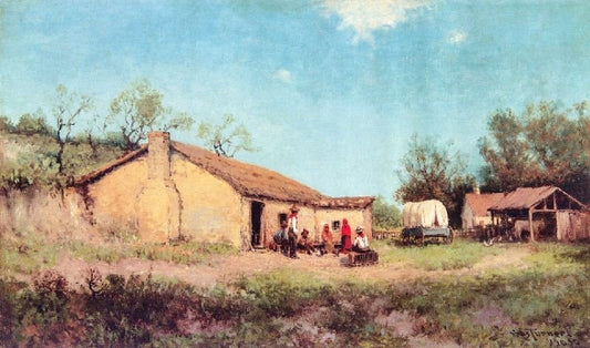 Cockfight Amid The Jacales by Julian Onderdonk