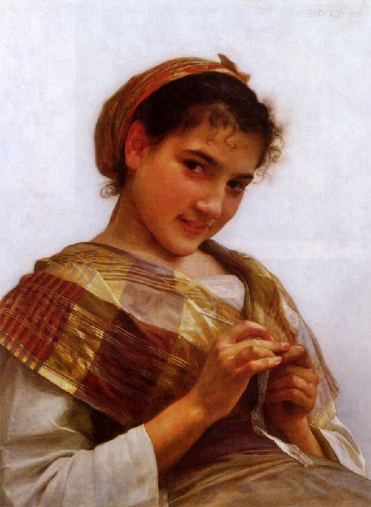 Young Girl Crocheting by William Bouguereau