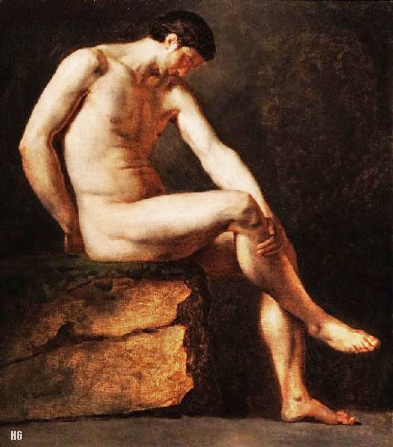 Seated Male Nude by Jean-Germain Drouais