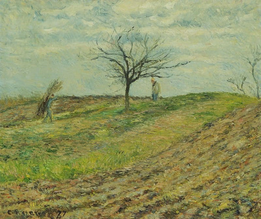 Cultivated Land In Winter: Man Carrying Faggots by Camille Pissarro