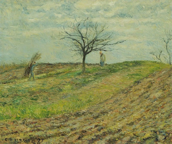 Cultivated Land In Winter: Man Carrying Faggots by Camille Pissarro