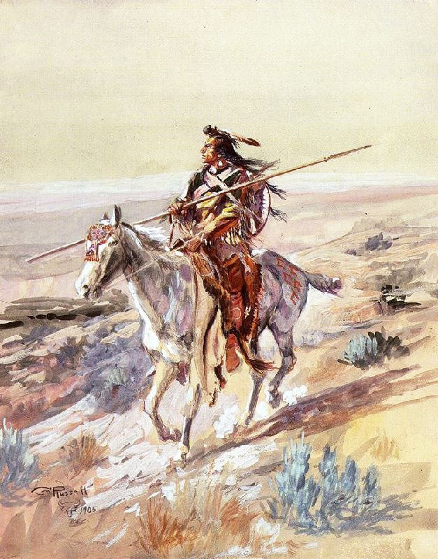 Indian With Spear by Charles Marion Russell