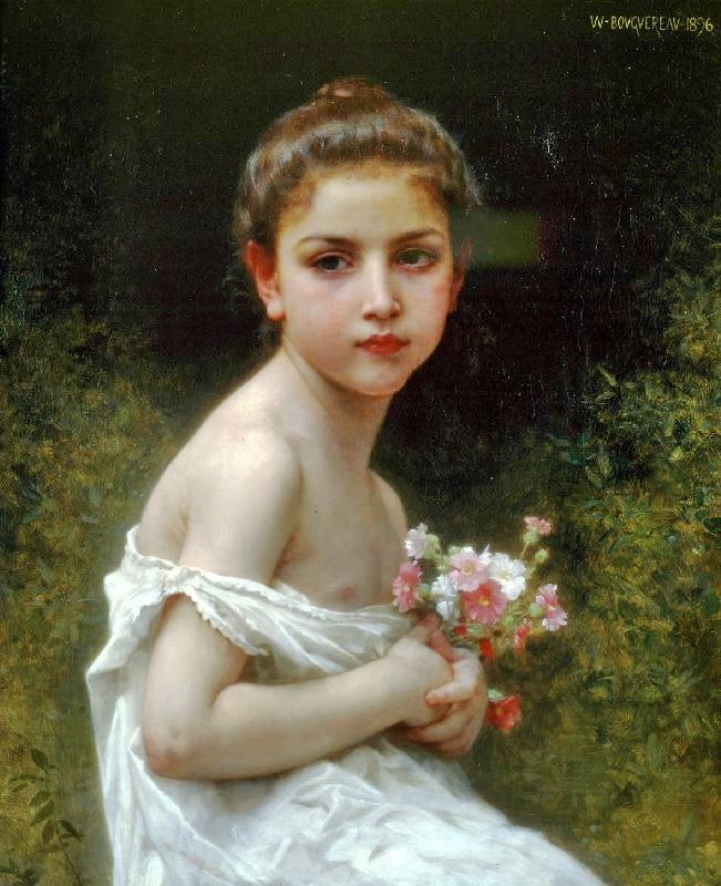 Little Girl With A Bouquet by William Bouguereau