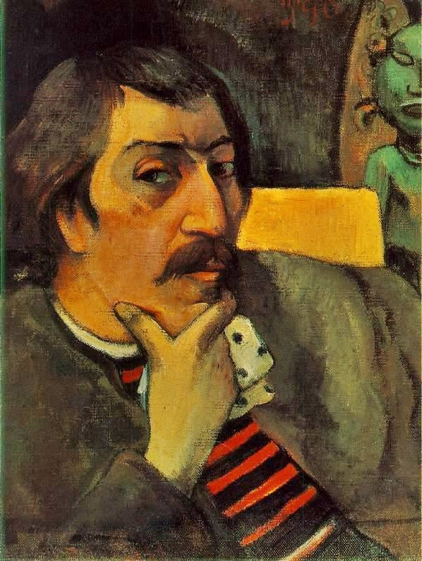 Portrait Of The Artist With The Idol by Paul Gauguin