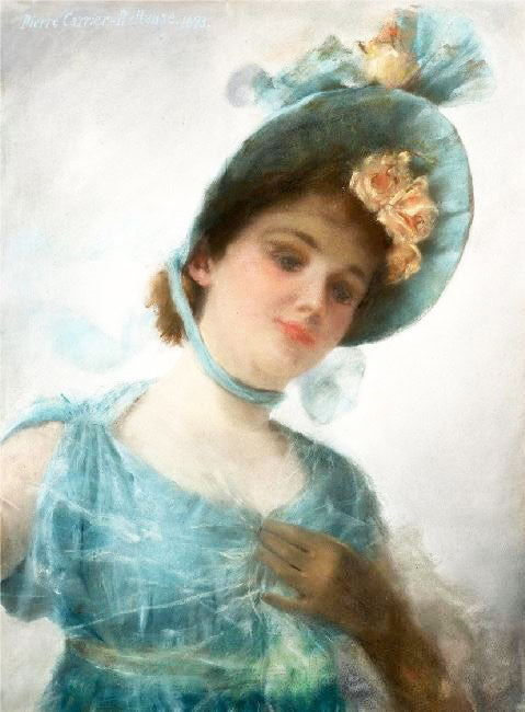 The Summer Bonnet by Pierre Carrier-Belleuse