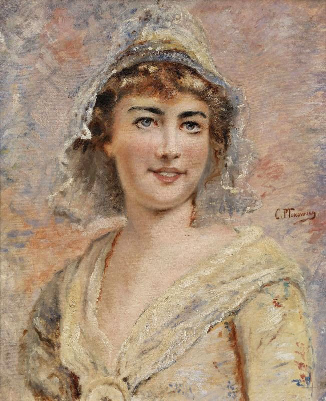 Portrait Of A Young Lady by Konstantin Yegorovich Makovsk