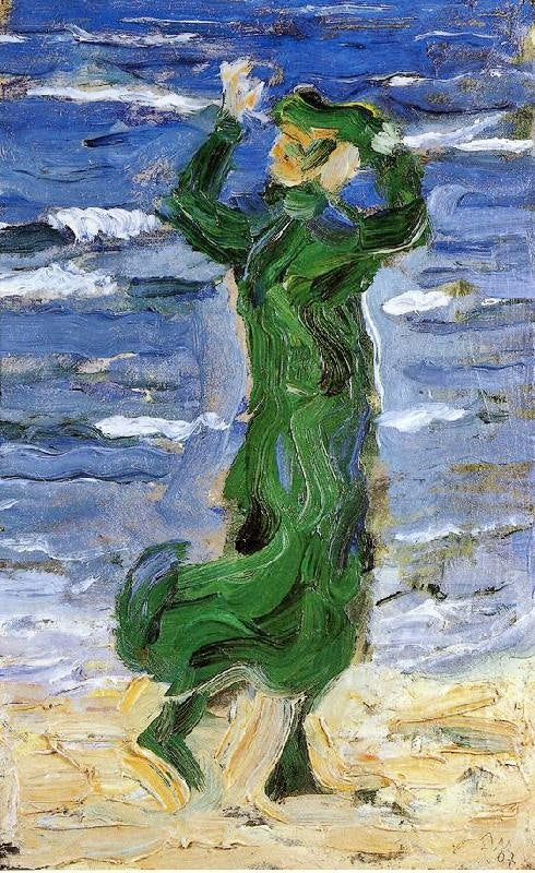 Woman In The Wind By The Sea by Franz Marc