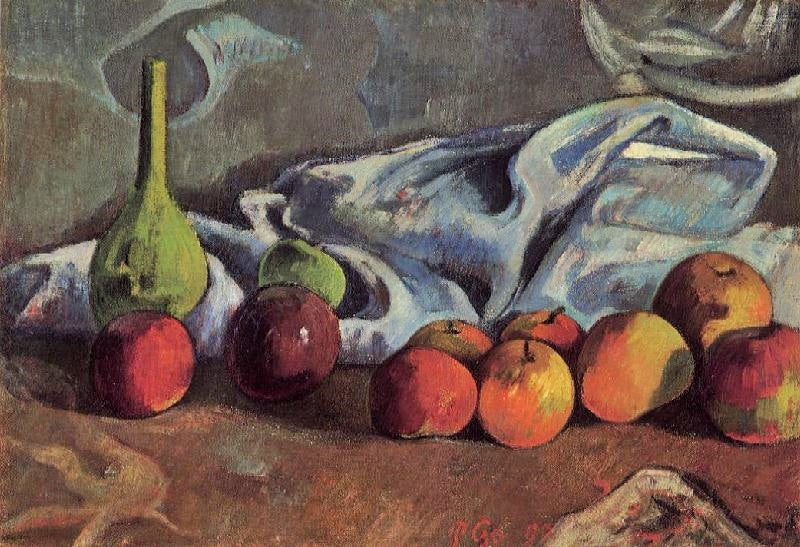 STILL LIFE WITH APPLES AND GREEN VASE