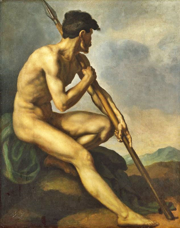 Nude Warrior With A Spear by Théodore Géricault