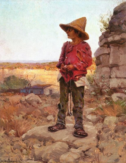 A Young Goat Herder At The Old Rock Quarry, San Antonio, Texas by Julian Onderdonk