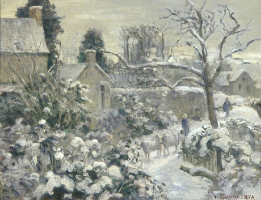 Snowscape With Cows At Montfoucault by Camille Pissarro
