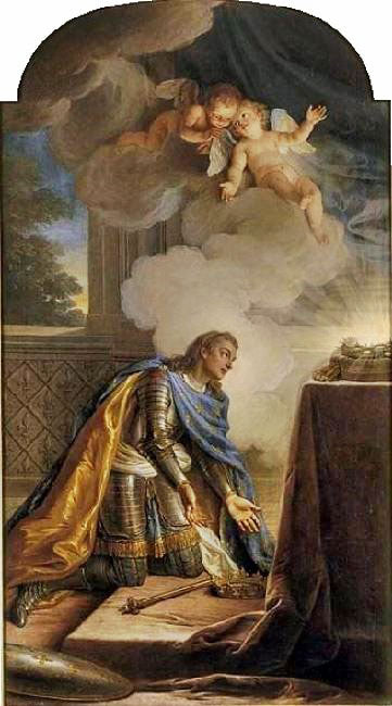 LOUIS XV IN THE GUISE OF SAINT LOUIS RECEIVING THE CROWN OF THORNS