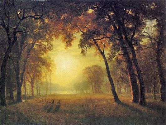 Deer In A Clearing by Albert Bierstadt