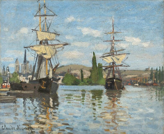 Ships Riding On The Seine At Rouen by Claude Oscar Monet