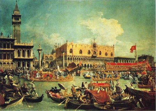The Bucintgoro By The Molo On Ascension Day by Canaletto