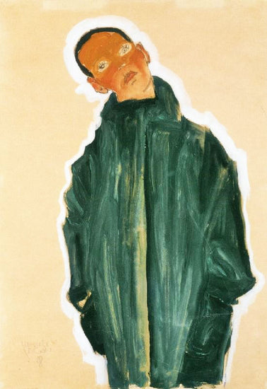 Boy In Green Coat by Egon Schiele