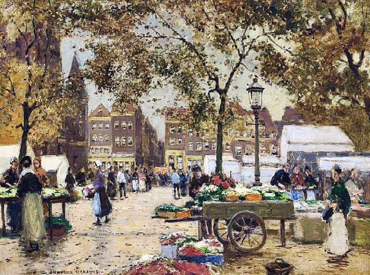 At The Flower Market by Heinrich Hermanns