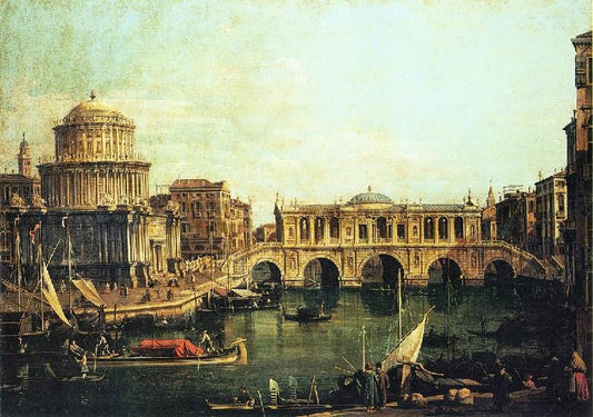 Capriccio Of The Grand Canal With An Imaginary Rialto Bridge And Other Buildings by Canaletto