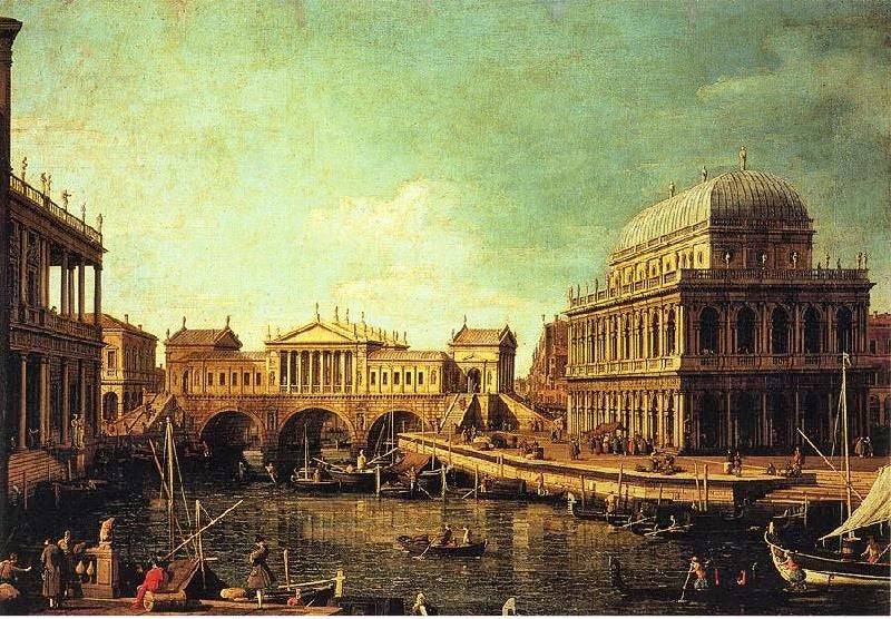 Basilica Di Vecenza And The Ponte De Rialto by Canaletto