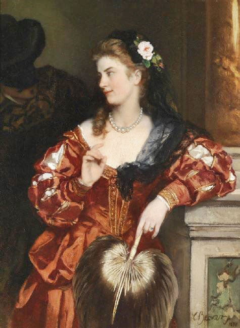 A Young Lady With A Rose In Her Hair by Carl Ludwig Friedrich Becker