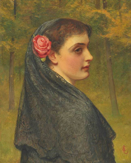 Young Woman With A Rose In Her Hair by Charles Sillem Lidderdale