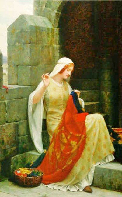 Stitching The Standard by Edmund Blair Leighton