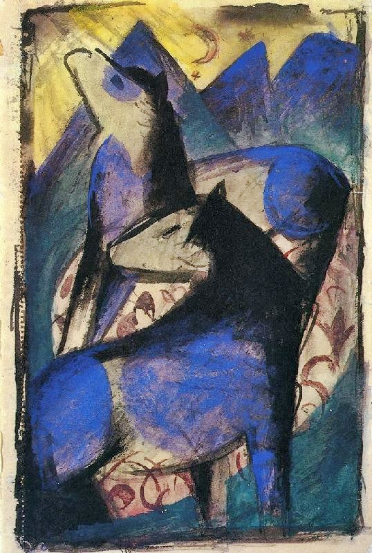 TWO BLUE HORSES