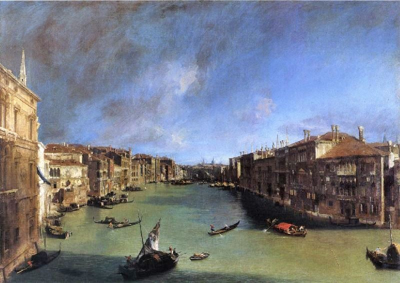 GRAND CANAL: LOOKING NORTHEAST FROM THE PALAZZO BALBI TO THE RIALTO BRIDGE