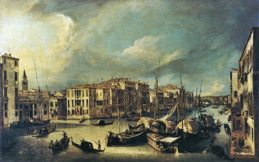 Grand Canal: Looking Northeast From Near The Palazzo Corner Spinelli To The Rialto Bridge by Canaletto