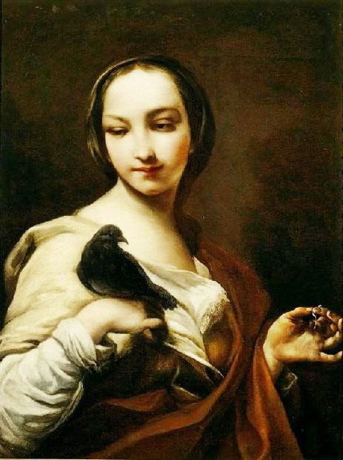 Woman With A Dove by Giuseppe Maria Crespi