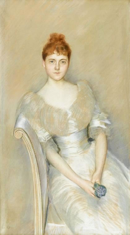 Young Lady In White Dress by Paul César Helleu