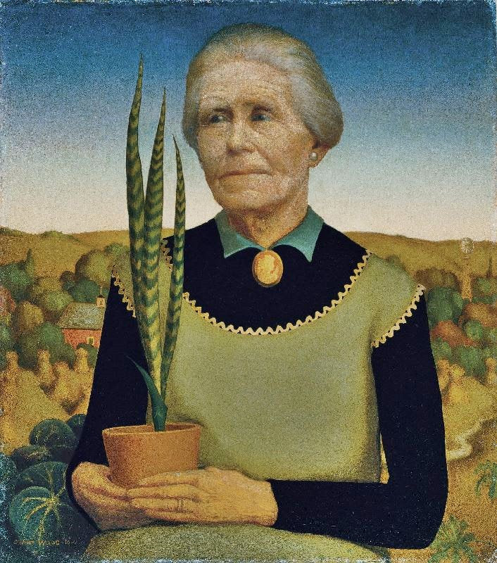 Woman With Plants by Grant Wood