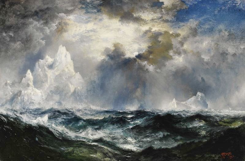 MOONLIGHT. ICEBERGS IN MID ATLANTIC