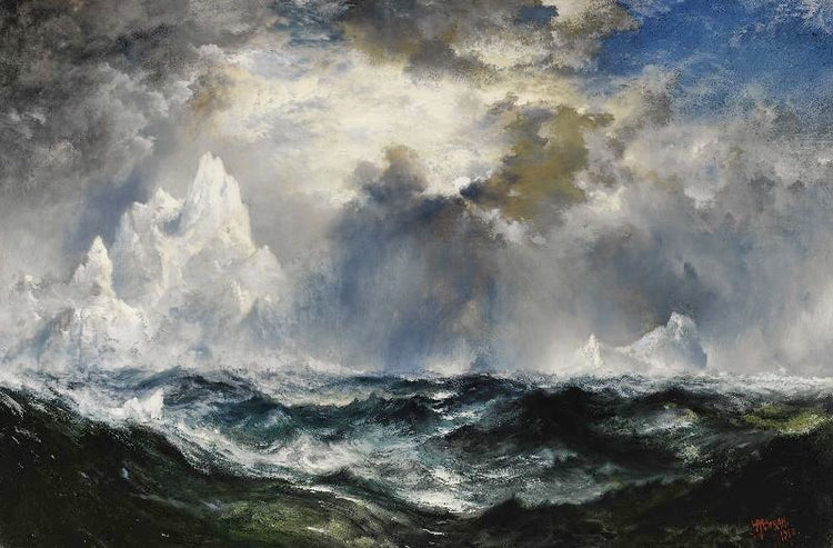 Moonlight. Icebergs In Mid Atlantic by Thomas Moran