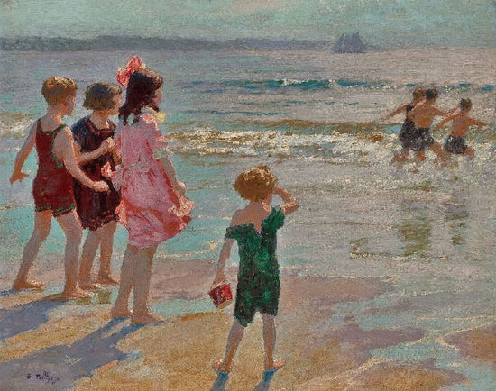 Children At The Shore by Edward Potthast