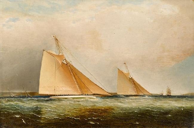 Cutters Leading The Fleet Through The Sound, Ny by James E. Buttersworth