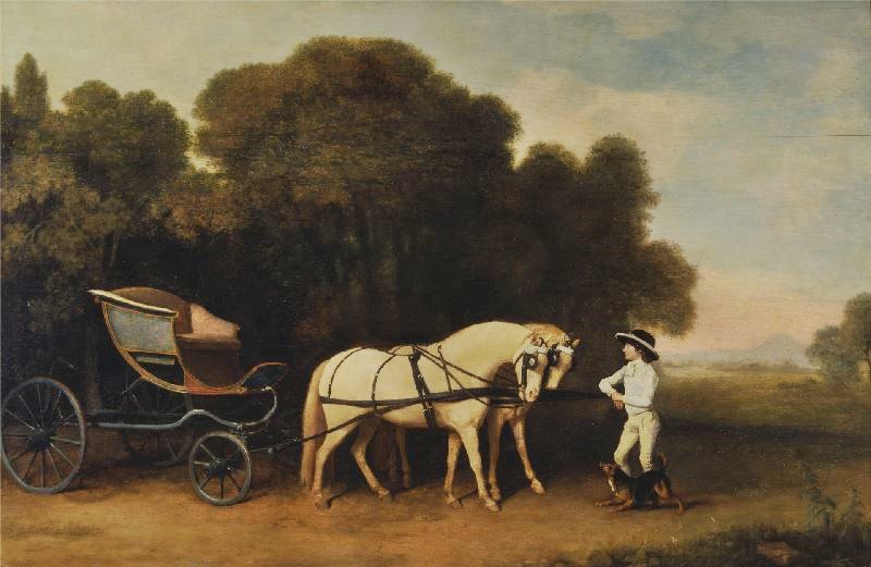 Phaeton With A Pair Of Cream Ponies And An Stable-Lad by George Stubbs
