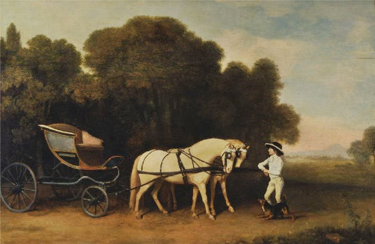 Phaeton With A Pair Of Cream Ponies And An Stable-Lad by George Stubbs