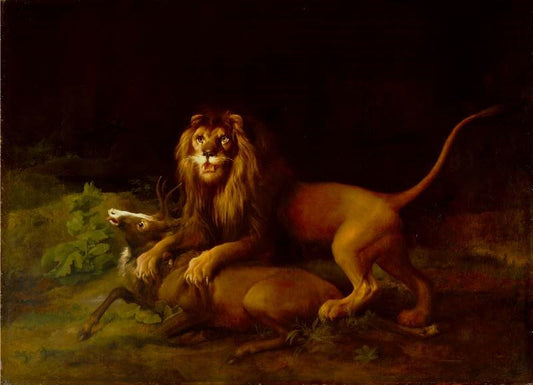 A Lion Attacking A Stag by George Stubbs