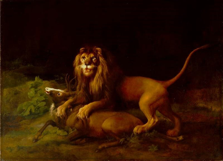 A Lion Attacking A Stag by George Stubbs